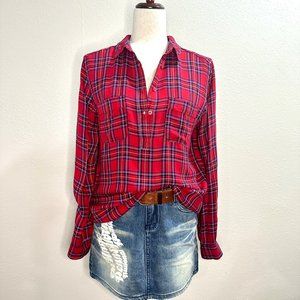 Universal Thread Red Plaid Popover/Half-Placket Shirt - Size S